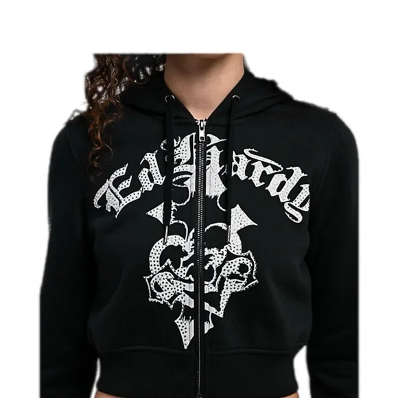 Ed Hardy Two Pc Set rhinestone Hoodie and Pant - Picture 2 of 6